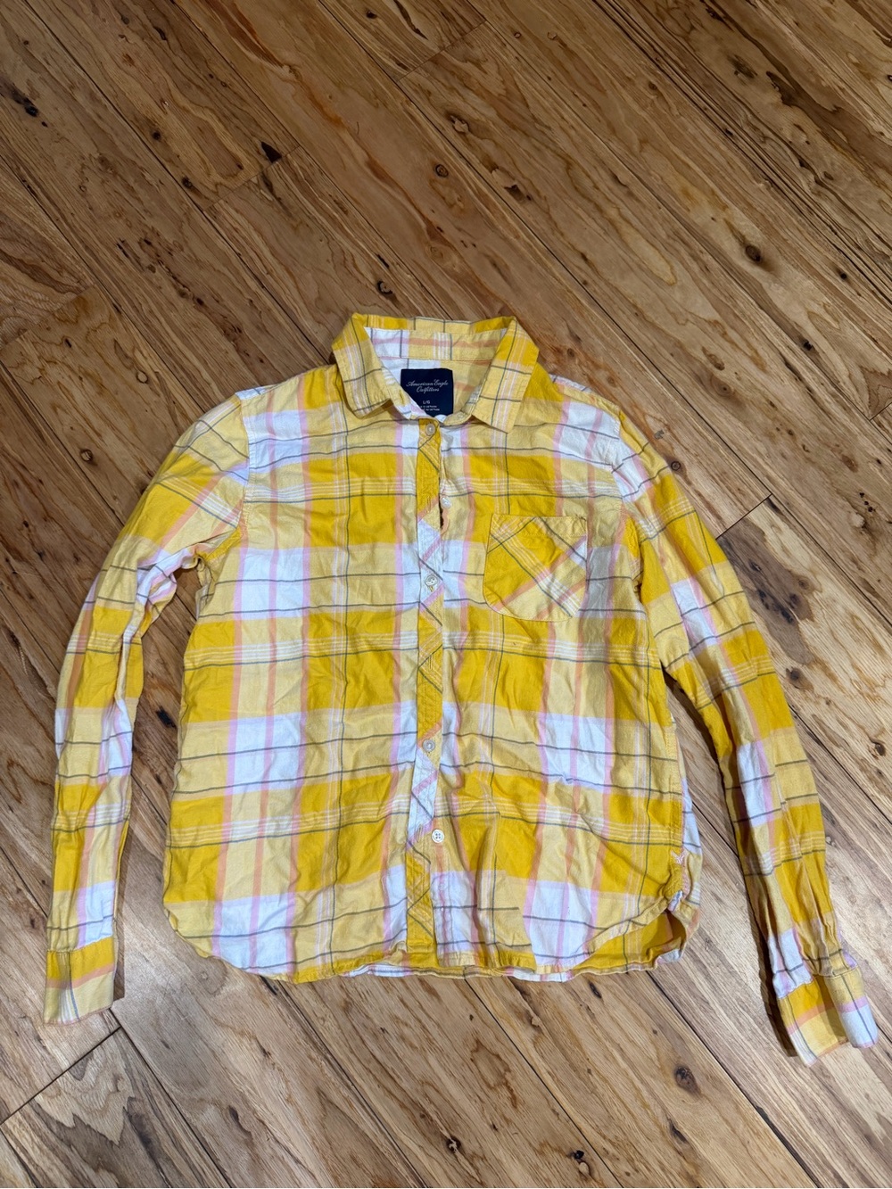 American Eagle Outfitters Yellow Plaid Lightweight Shirt Jacket